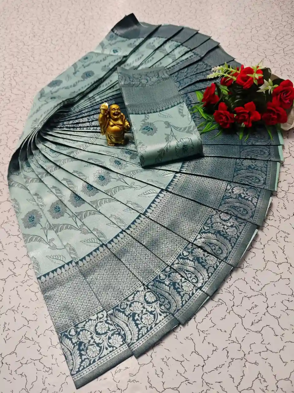 Steel Grey Designer Border Silk Saree